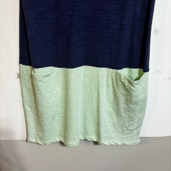 Lands End Canvas Sheath T-shirt Dress Medium Navy Mint Coastal Nautical - Picture 8 of 9